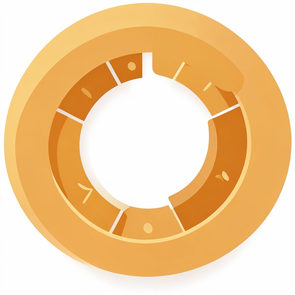 Abstract circular icon in warm amber tones suggesting curated selection and variety